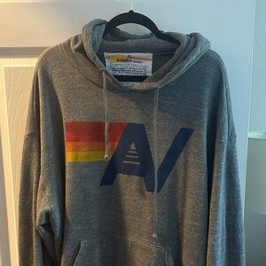 Aviator Nation Charcoal Hoodie with Rainbow Stripe